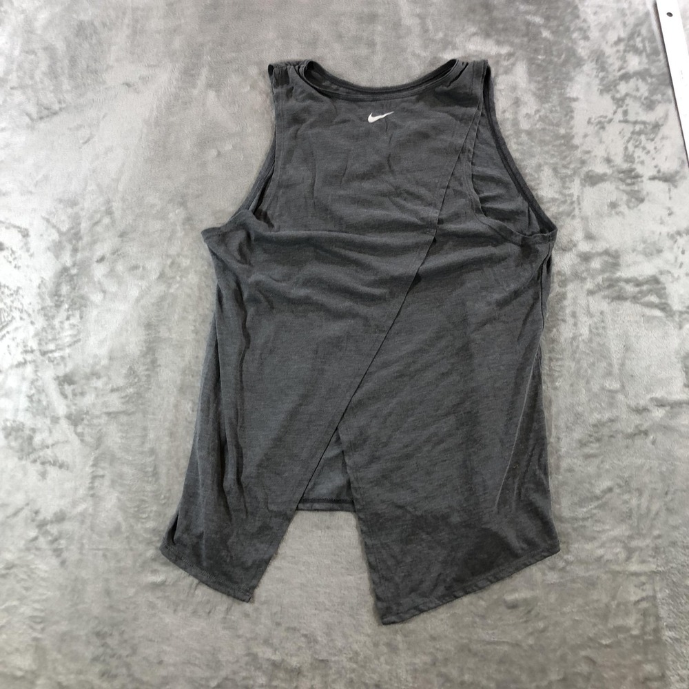 Nike Dri-FIT Tank Top Womens Medium Gray Peace Love Swoosh Open Back BV4371-010 - Picture 8 of 13